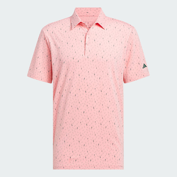 ADIDAS MEN'S ULTIMATE365 ALLOVER PRINT GOLF POLO SHIRT - SEMI PINK SPARK