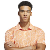 ADIDAS MENS ULTIMATE365 MESH PRINT CLIMACOOL GOLF POLO SHIRT - ORANGE