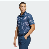 ADIDAS MEN'S SPLATTER-PRINT GOLF POLO SHIRT - CREW NAVY / BLISS LILAC