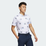 ADIDAS MEN'S ALLOVER-PRINT GOLF POLO SHIRT - White / Blue Fusion / Grey Three