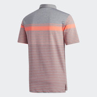 ADIDAS MEN'S ULTIMATE365 ENGINEERED HEATHERED GOLF POLO SHIRT - FLASH RED / REAL CORAL / GREY THREE MEL