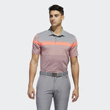 ADIDAS MEN'S ULTIMATE365 ENGINEERED HEATHERED GOLF POLO SHIRT - FLASH RED / REAL CORAL / GREY THREE MEL