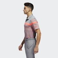 ADIDAS MEN'S ULTIMATE365 ENGINEERED HEATHERED GOLF POLO SHIRT - FLASH RED / REAL CORAL / GREY THREE MEL