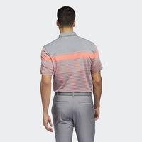 ADIDAS MEN'S ULTIMATE365 ENGINEERED HEATHERED GOLF POLO SHIRT - FLASH RED / REAL CORAL / GREY THREE MEL