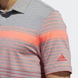 ADIDAS MEN'S ULTIMATE365 ENGINEERED HEATHERED GOLF POLO SHIRT - FLASH RED / REAL CORAL / GREY THREE MEL