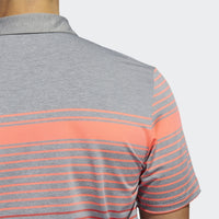 ADIDAS MEN'S ULTIMATE365 ENGINEERED HEATHERED GOLF POLO SHIRT - FLASH RED / REAL CORAL / GREY THREE MEL