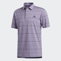 ADIDAS MEN'S ULTIMATE365 HEATHERED STRIPE GOLF POLO SHIRT - TEPRME/GLOPRP/PRPTNT