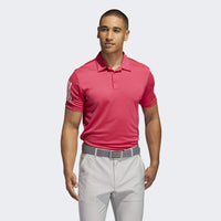 ADIDAS MEN'S 3-STRIPE BASIC GOLF POLO SHIRT - POWER PINK / WHITE