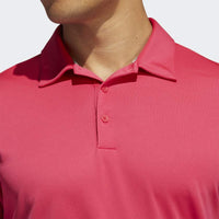 ADIDAS MEN'S 3-STRIPE BASIC GOLF POLO SHIRT - POWER PINK / WHITE