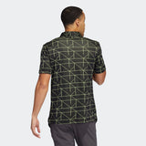 ADIDAS MEN'S LINES JACQUARD GOLF POLO SHIRT - BLACK PULSE LIME