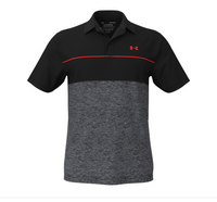 UNDER ARMOUR MEN'S PLAYOFF 2.0 GOLF POLO - BLACK / STEEL / BOLT RED