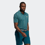 ADIDAS MEN'S MESH BROKEN-STRIPE GOLF POLO SHIRT Wild Teal / Acid Mint / Acid Orange