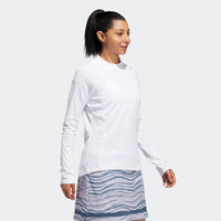 ADIDAS WOMEN'S NO-SHOW MOCK GOLF LONG SLEEVE TEE - White