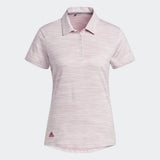 ADIDAS WOMEN'S SPACE-DYED SHORT SLEEVE GOLF POLO SHIRT - Almost Pink / Legacy Burgundy