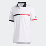 ADIDAS MEN'S ULTIMATE365 3-STRIPES GOLF POLO SHIRT - WHITE / BLACK / POWER PINK