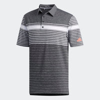 ADIDAS MEN'S ULTIMATE365 ENGINEERED HEATHERED GOLF POLO SHIRT - WHITE / BLACK / BLACK MELANGE