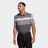 ADIDAS MEN'S ULTIMATE365 ENGINEERED HEATHERED GOLF POLO SHIRT - WHITE / BLACK / BLACK MELANGE