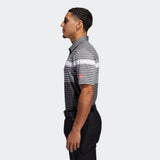 ADIDAS MEN'S ULTIMATE365 ENGINEERED HEATHERED GOLF POLO SHIRT - WHITE / BLACK / BLACK MELANGE