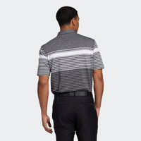 ADIDAS MEN'S ULTIMATE365 ENGINEERED HEATHERED GOLF POLO SHIRT - WHITE / BLACK / BLACK MELANGE
