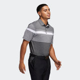 ADIDAS MEN'S ULTIMATE365 ENGINEERED HEATHERED GOLF POLO SHIRT - WHITE / BLACK / BLACK MELANGE