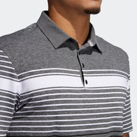 ADIDAS MEN'S ULTIMATE365 ENGINEERED HEATHERED GOLF POLO SHIRT - WHITE / BLACK / BLACK MELANGE