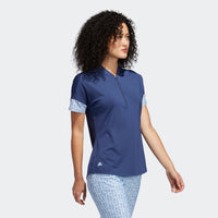 ADIDAS WOMEN'S ULTIMATE365 PRINTED GOLF POLO SHIRT - TECH INDIGO