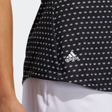 ADIDAS WOMEN'S ULTIMATE365 PRINTED SLEEVELESS GOLF POLO SHIRT - BLACK / WHITE