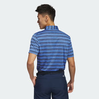 ADIDAS MENS TWO-COLOR STRIPED GOLF POLO SHIRT - Collegiate Navy / Blue Fusion