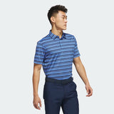 ADIDAS MENS TWO-COLOR STRIPED GOLF POLO SHIRT - Collegiate Navy / Blue Fusion