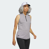 ADIDAS WOMEN'S TWO-COLOR OTTOMAN SLEEVELESS GOLF POLO SHIRT - Black / White