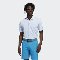 ADIDAS MEN'S ULTIMATE365 ALLOVER PRINT PRIMEGREEN GOLF POLO SHIRT - WHITE / SONIC AQUA